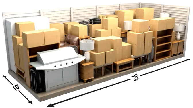 3d modeled representation of a 5' x 5' Storage Unit.